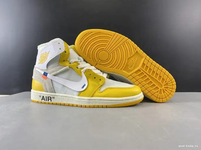 Rep x NRG Yellow-Cone Off-White Jordan Dark Powder Air 1 AQ0818-149 White 0423